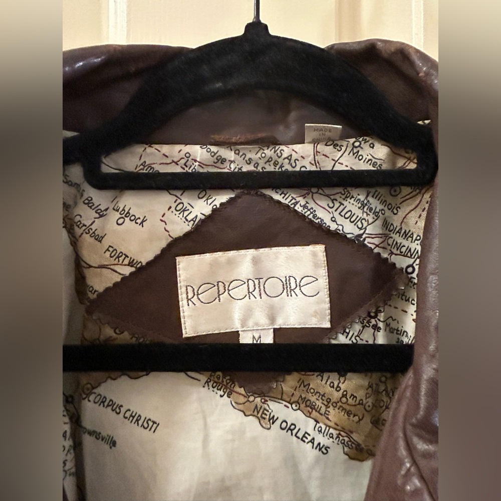 Repertoire Vintage Brown Leather Bomber Jacket - Picture 2 of 16